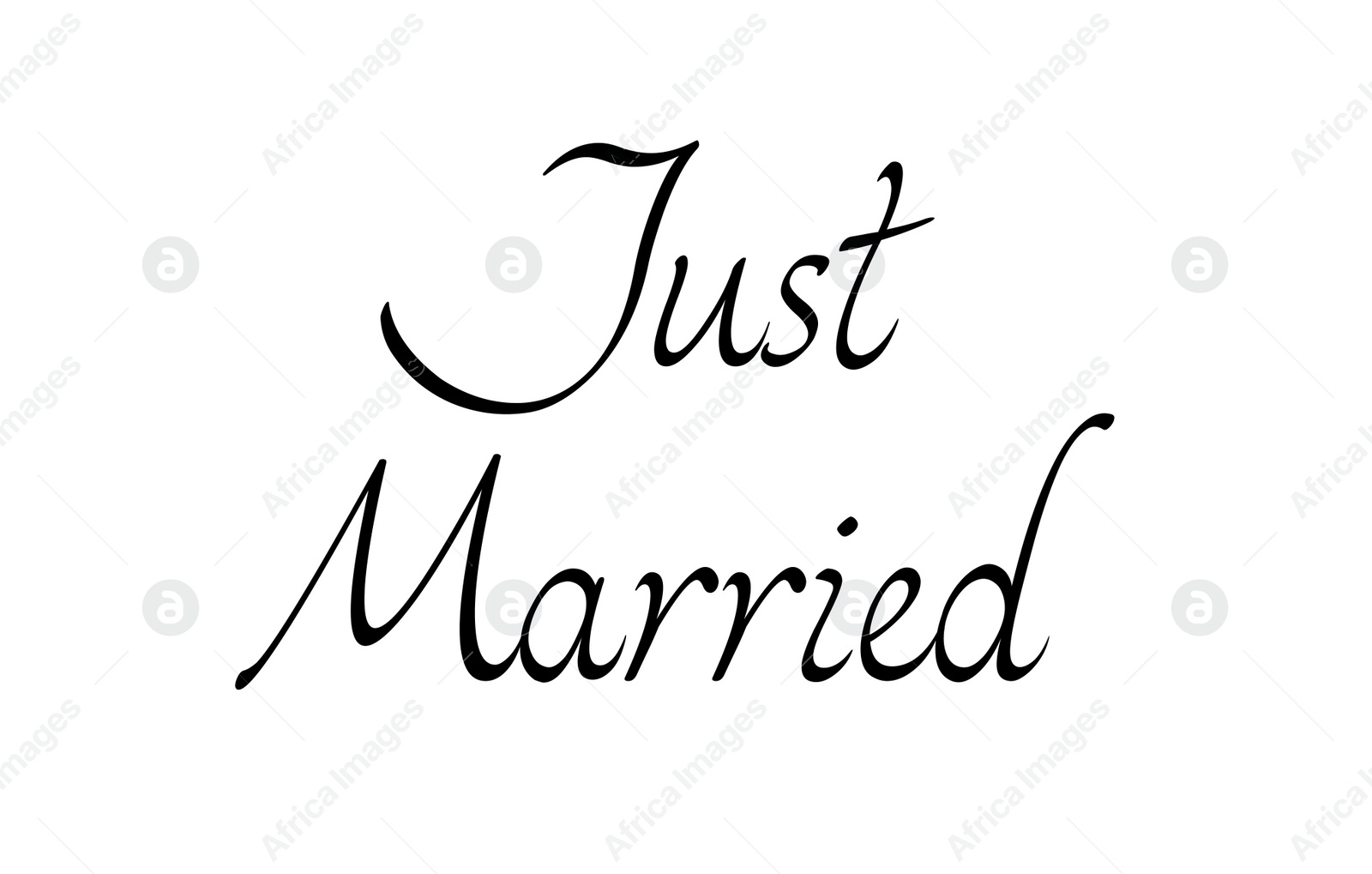 Image of Text Just Married on white background. Wedding day