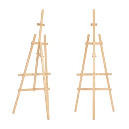 Image of Wooden easel isolated on white, different sides