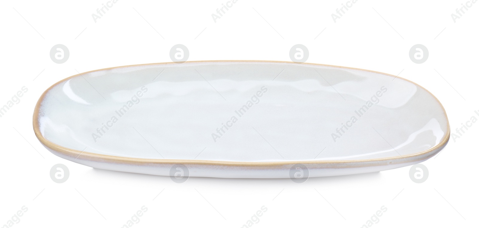 Photo of One new ceramic dish on white background