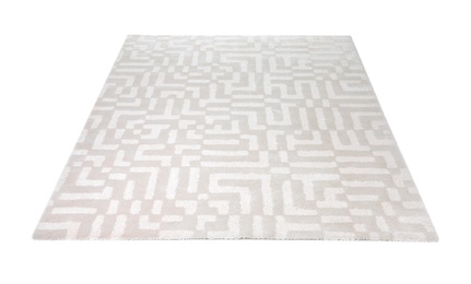 Photo of Light carpet with pattern on white background