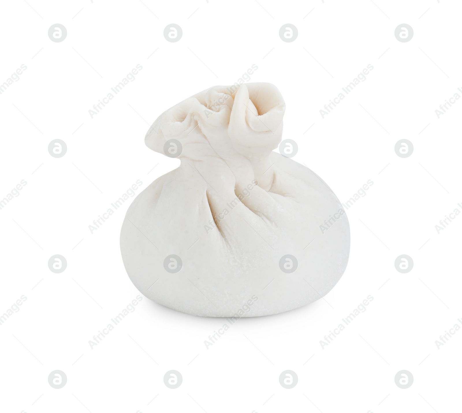 Photo of Uncooked khinkali (dumpling) isolated on white. Georgian cuisine