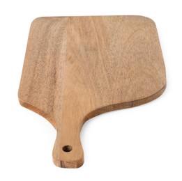 Photo of One wooden cutting board on white background