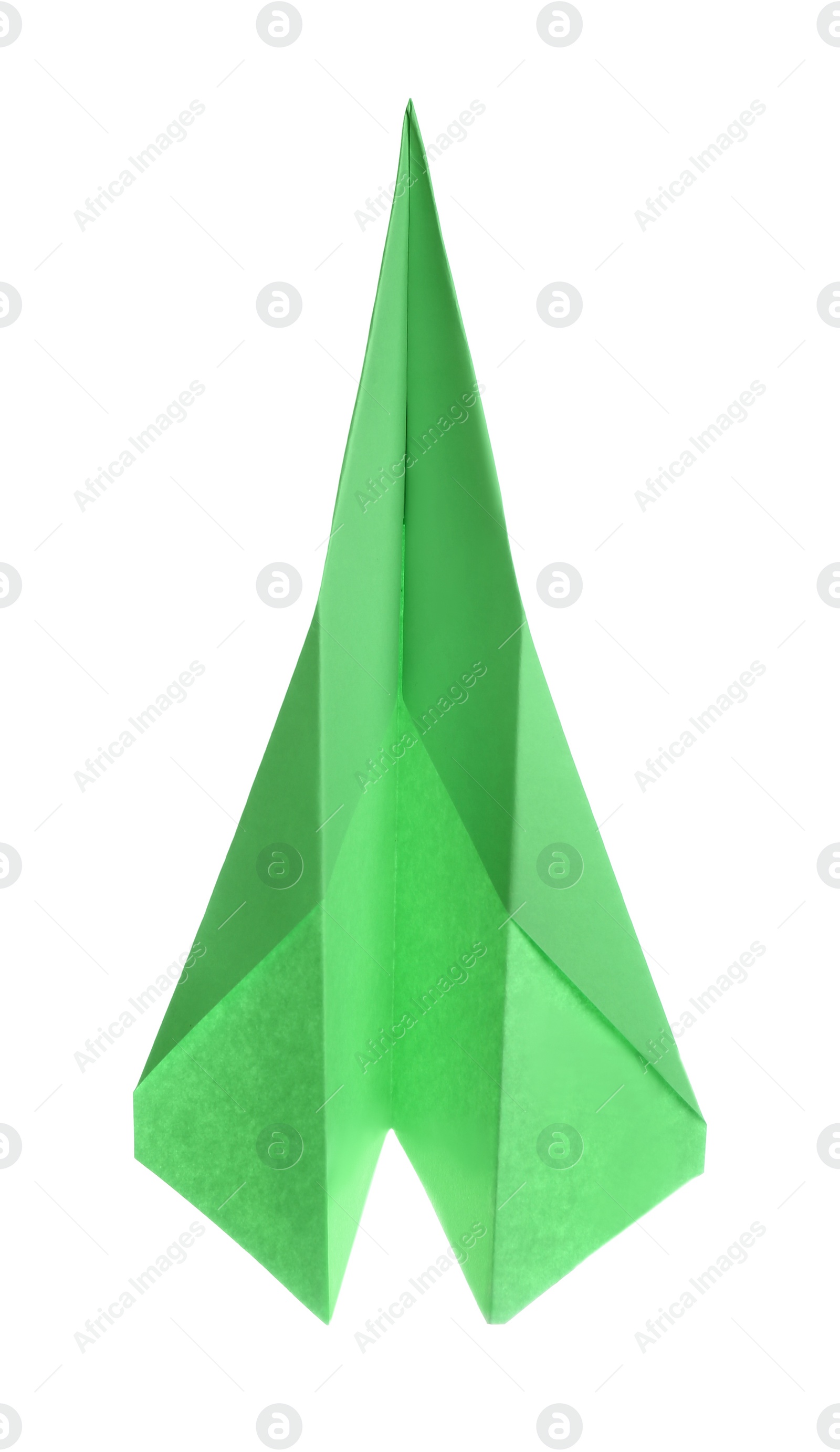 Photo of Handmade light green paper plane isolated on white