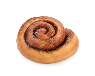 Photo of One tasty cinnamon roll isolated on white