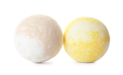 Bath bombs on white background. Spa products