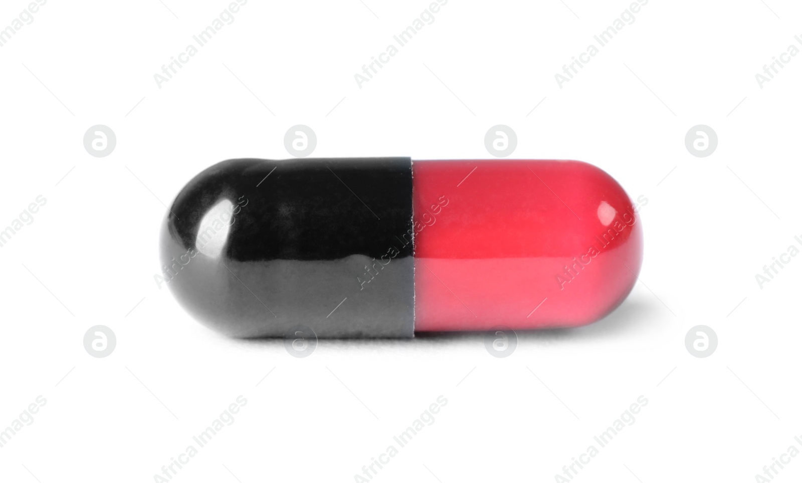 Photo of Pill on white background. Medical care and treatment