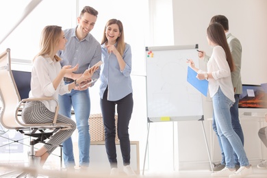 Young people having business training in office