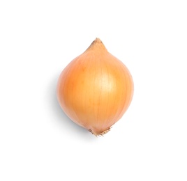 Photo of Fresh ripe onion bulb on white background