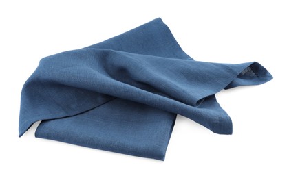 Photo of Blue cloth kitchen napkin isolated on white