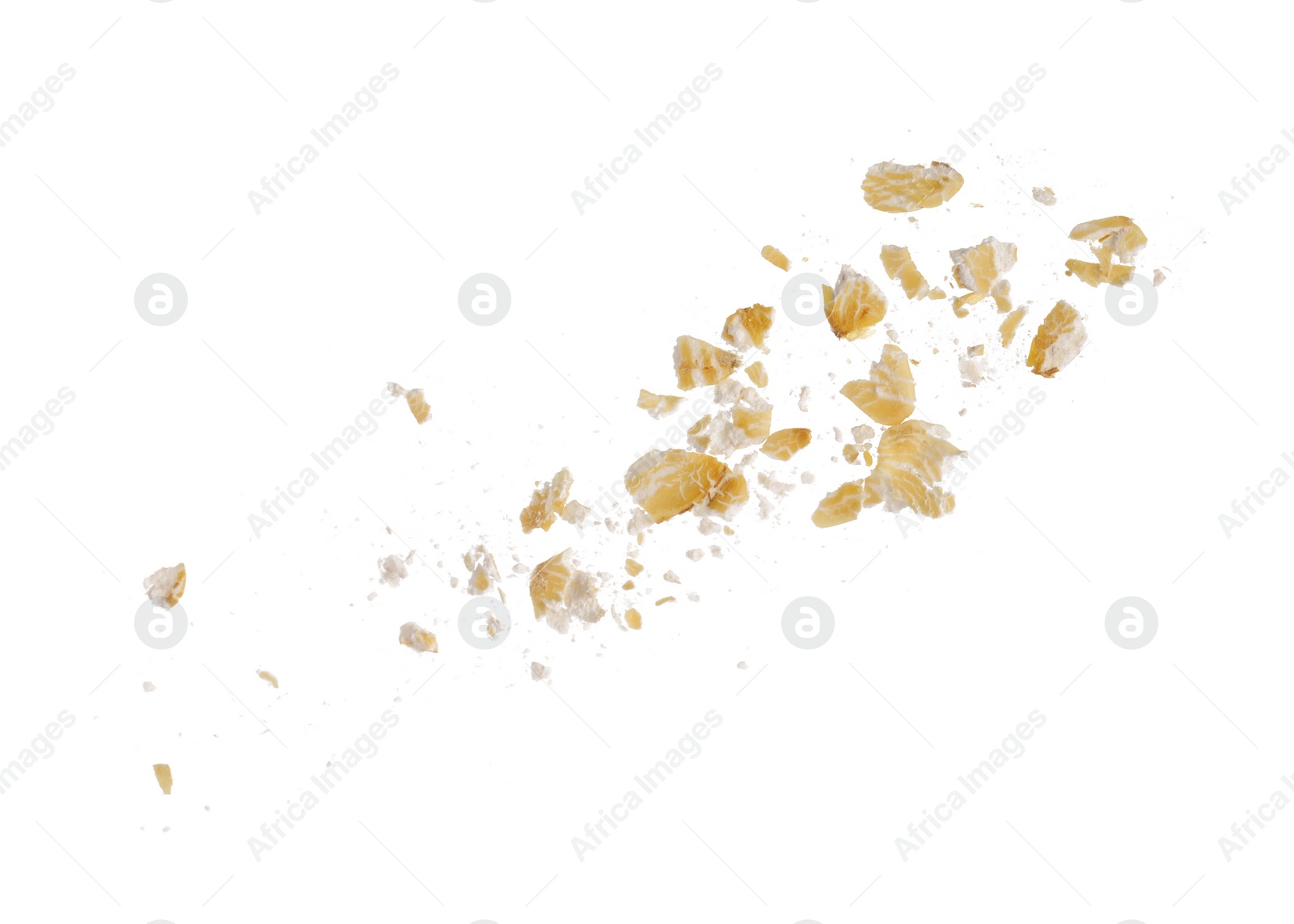 Photo of Shredded dry rolled oats isolated on white