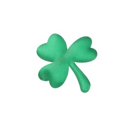 Photo of Decorative green clover leaf isolated on white. Saint Patrick's Day symbol