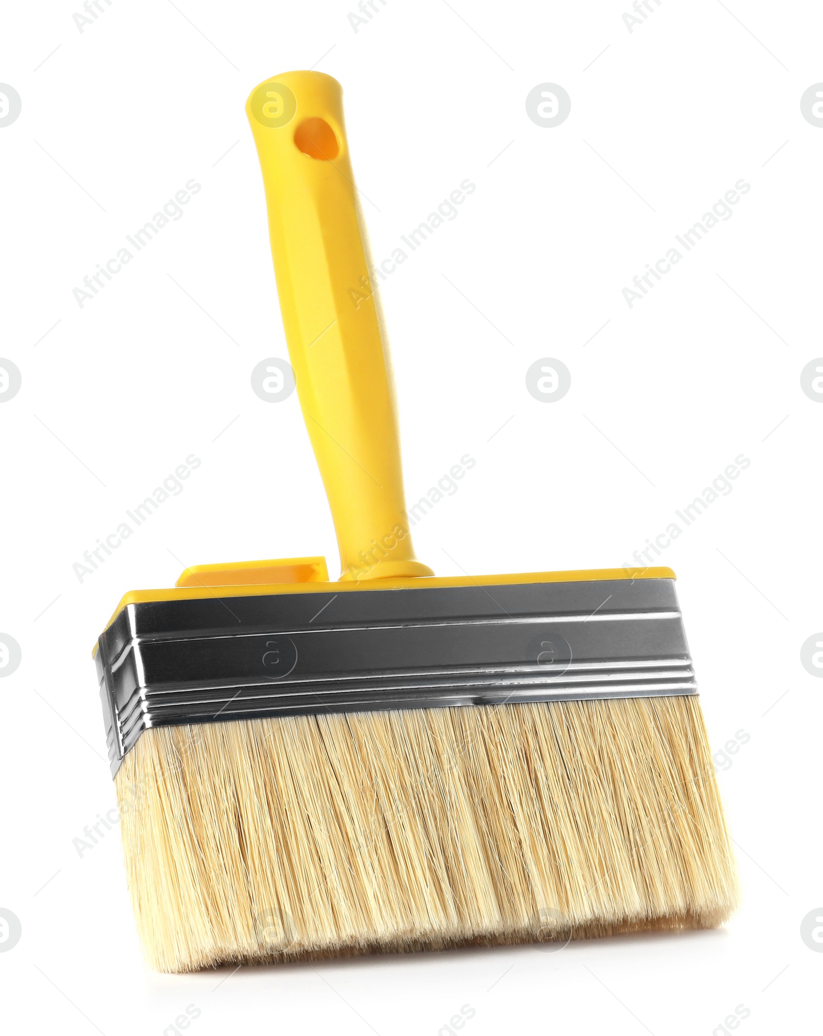 Photo of New paint brush on white background. Decorating tool