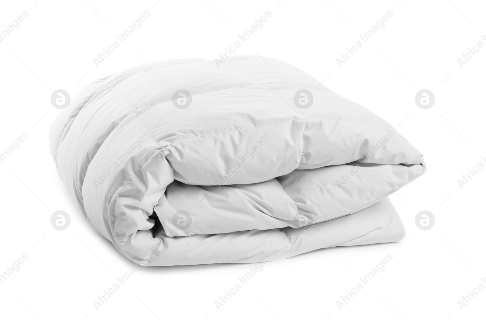 Photo of Folded clean blanket on white background. Household textile