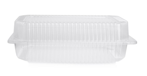 Photo of Empty plastic container for food isolated on white
