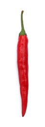 Photo of Red hot chili pepper isolated on white, top view