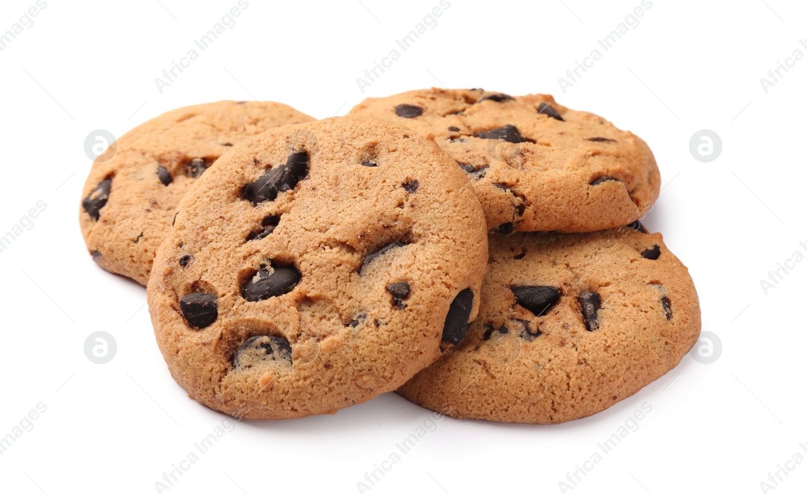 Photo of Delicious chocolate chip cookies isolated on white