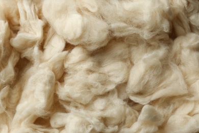 Photo of Clean white wool texture as background, closeup