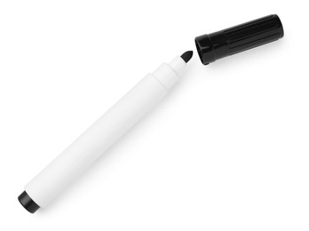 Photo of Black marker isolated on white, top view. School stationery