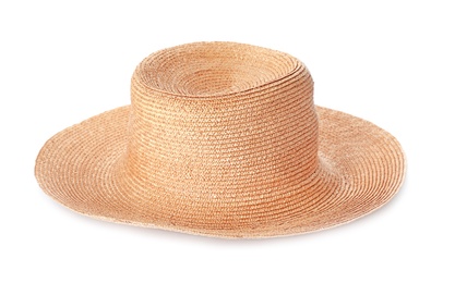 Photo of Summer hat on white background. Beach object