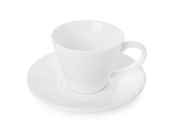 Ceramic cup with saucer isolated on white