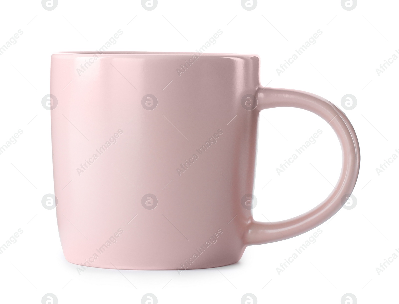 Photo of Beautiful light pink cup isolated on white