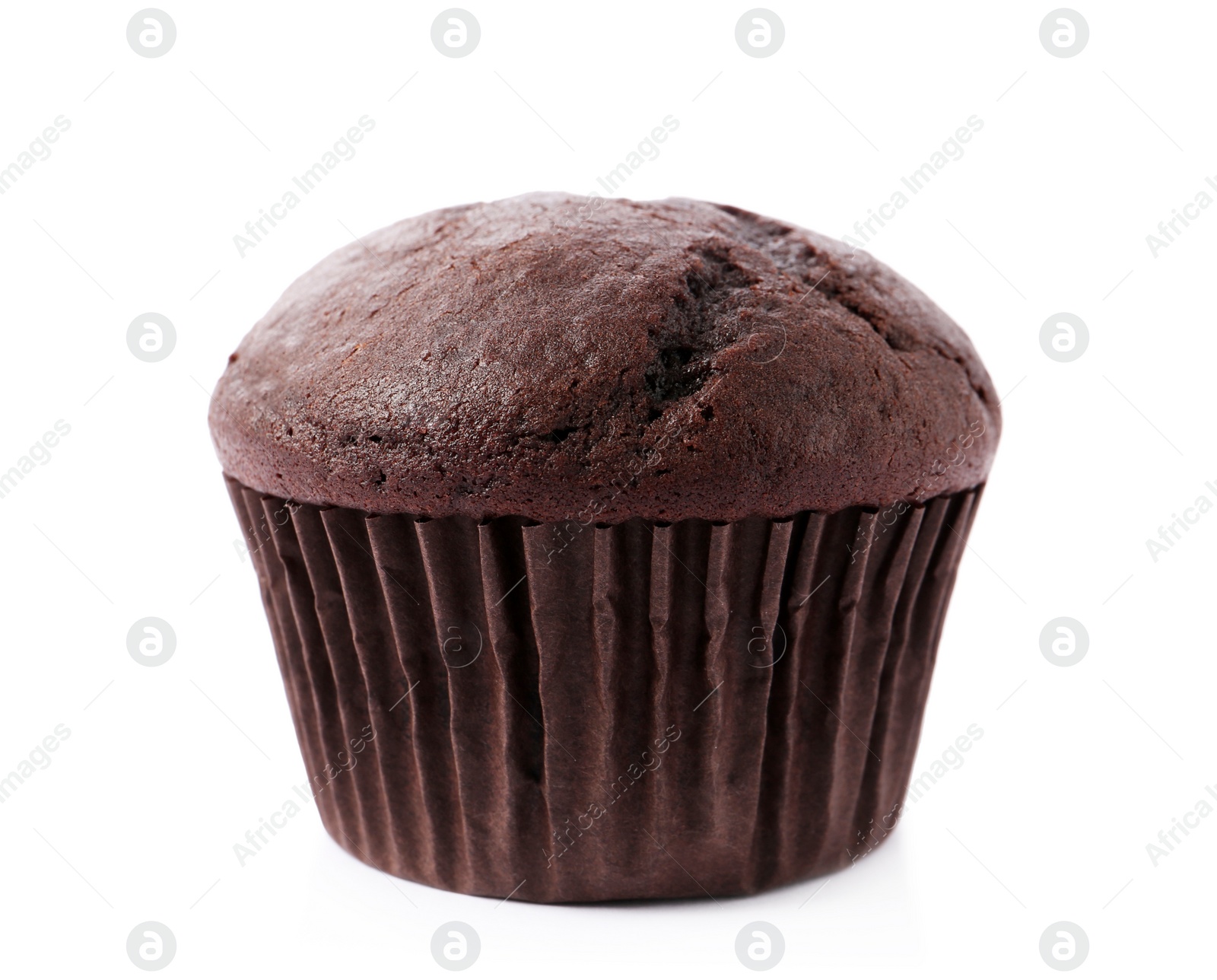 Photo of Delicious fresh chocolate cupcake isolated on white