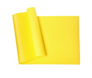 Yellow camping mat isolated on white, top view