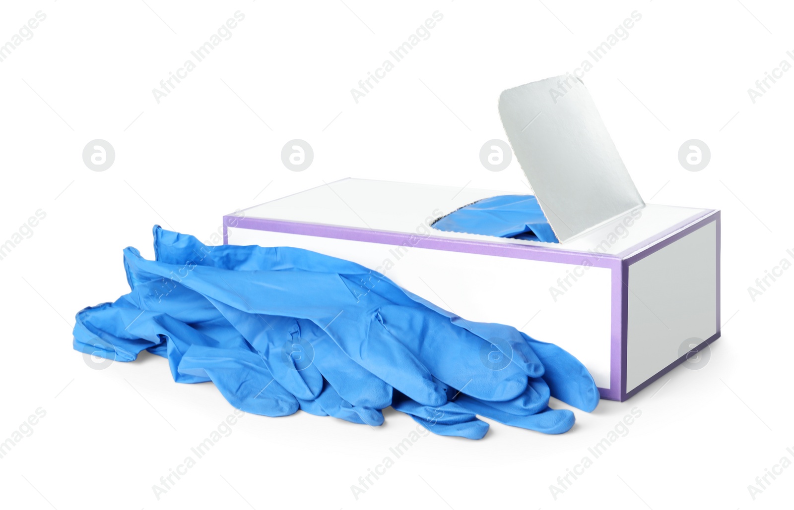 Photo of Box of new medical gloves isolated on white