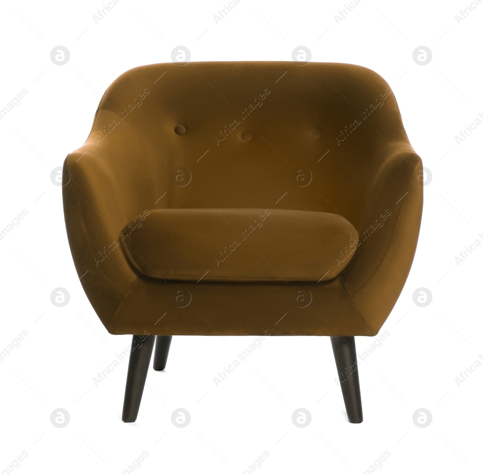 Image of One comfortable olive brown armchair isolated on white