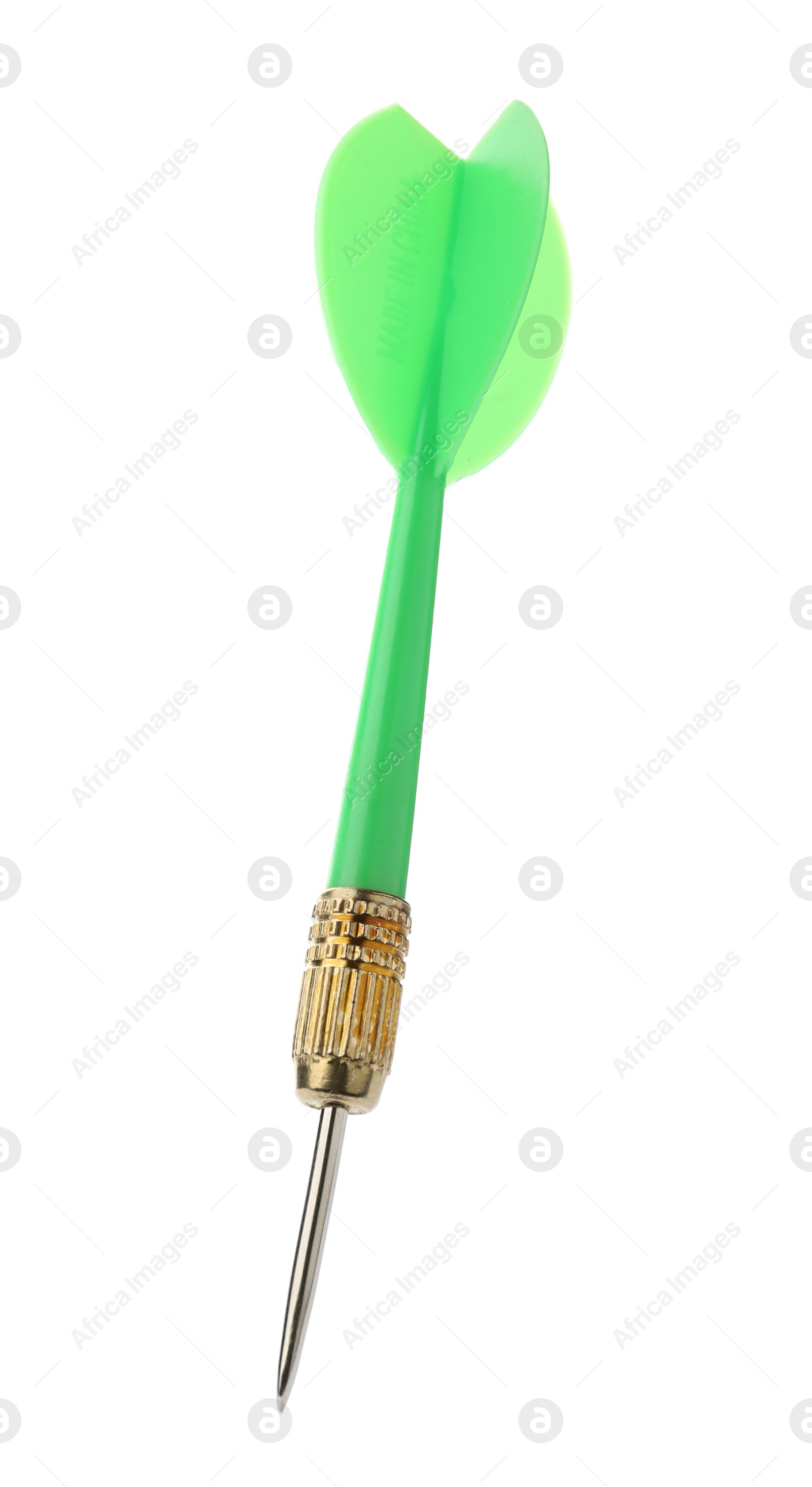 Photo of Single sharp green dart isolated on white