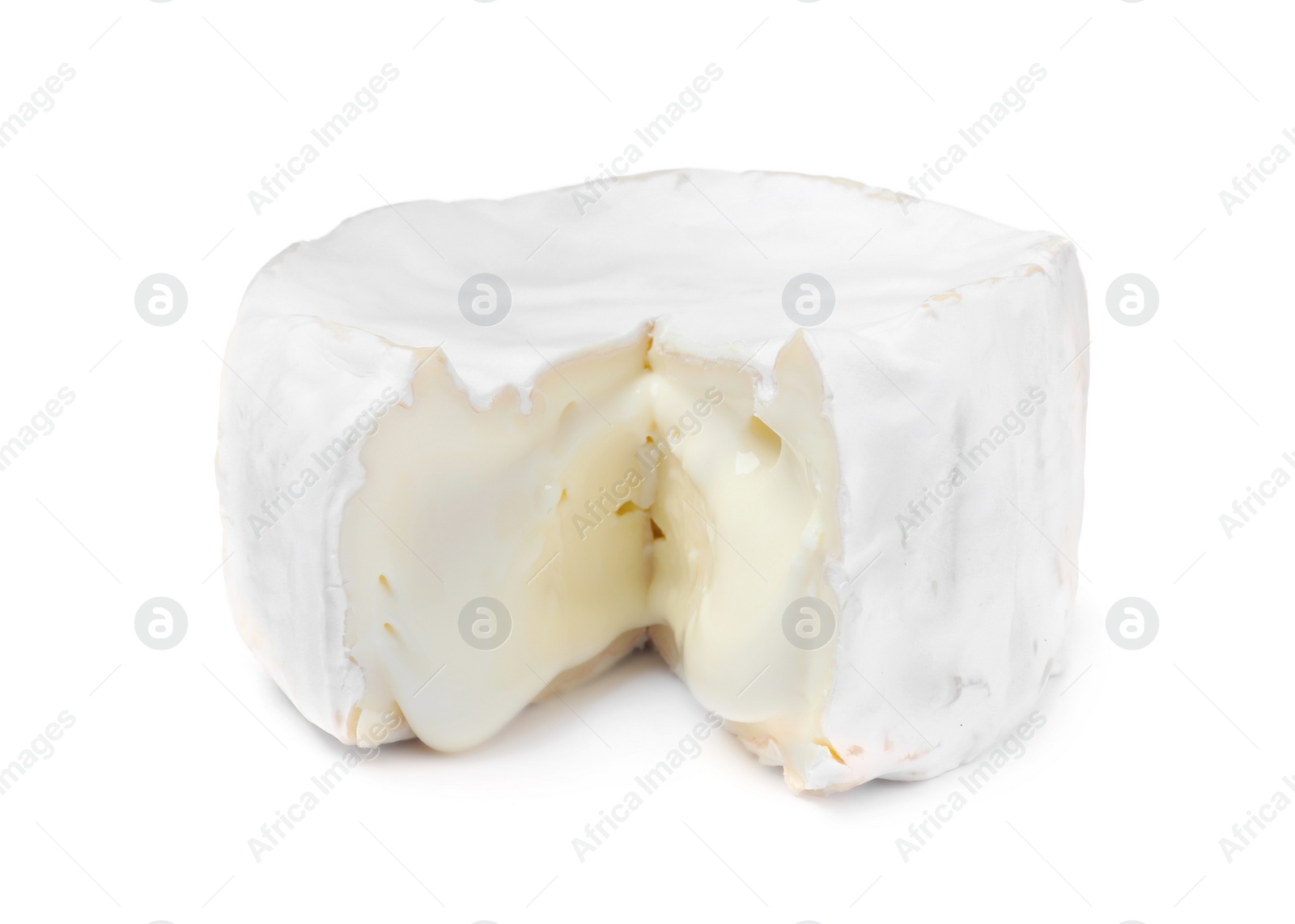 Photo of Tasty cut brie cheese isolated on white