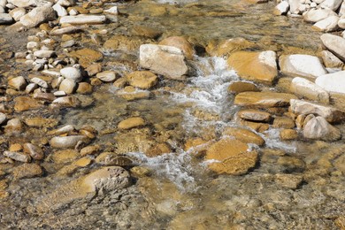 Beautiful view of small stream on sunny day