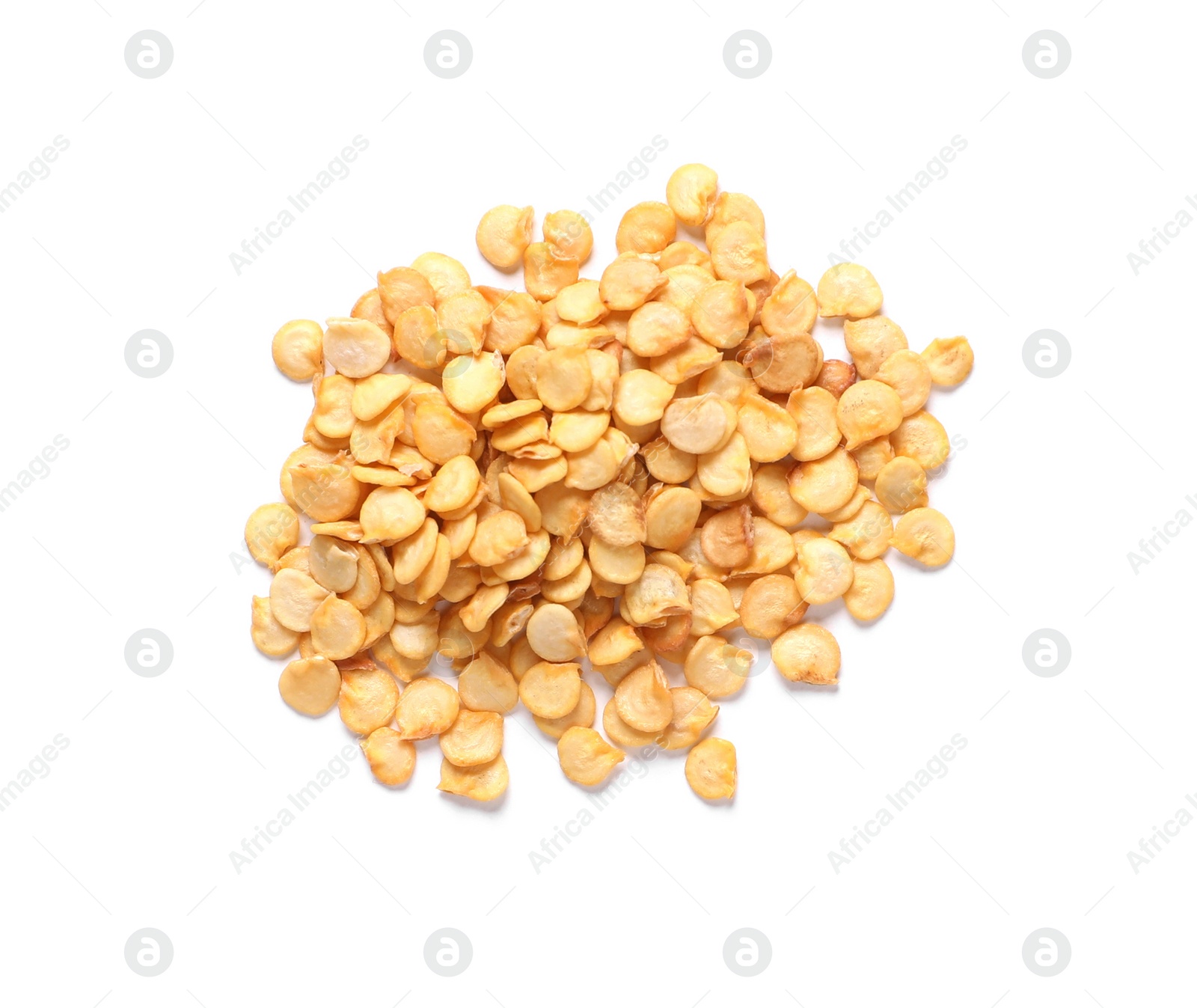 Photo of Pile of pepper seeds on white background, top view