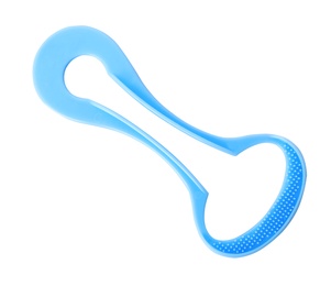 New tongue cleaner for oral care on white background