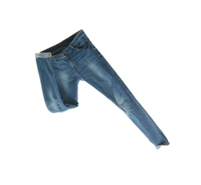 Blue jeans isolated on white. Stylish clothes