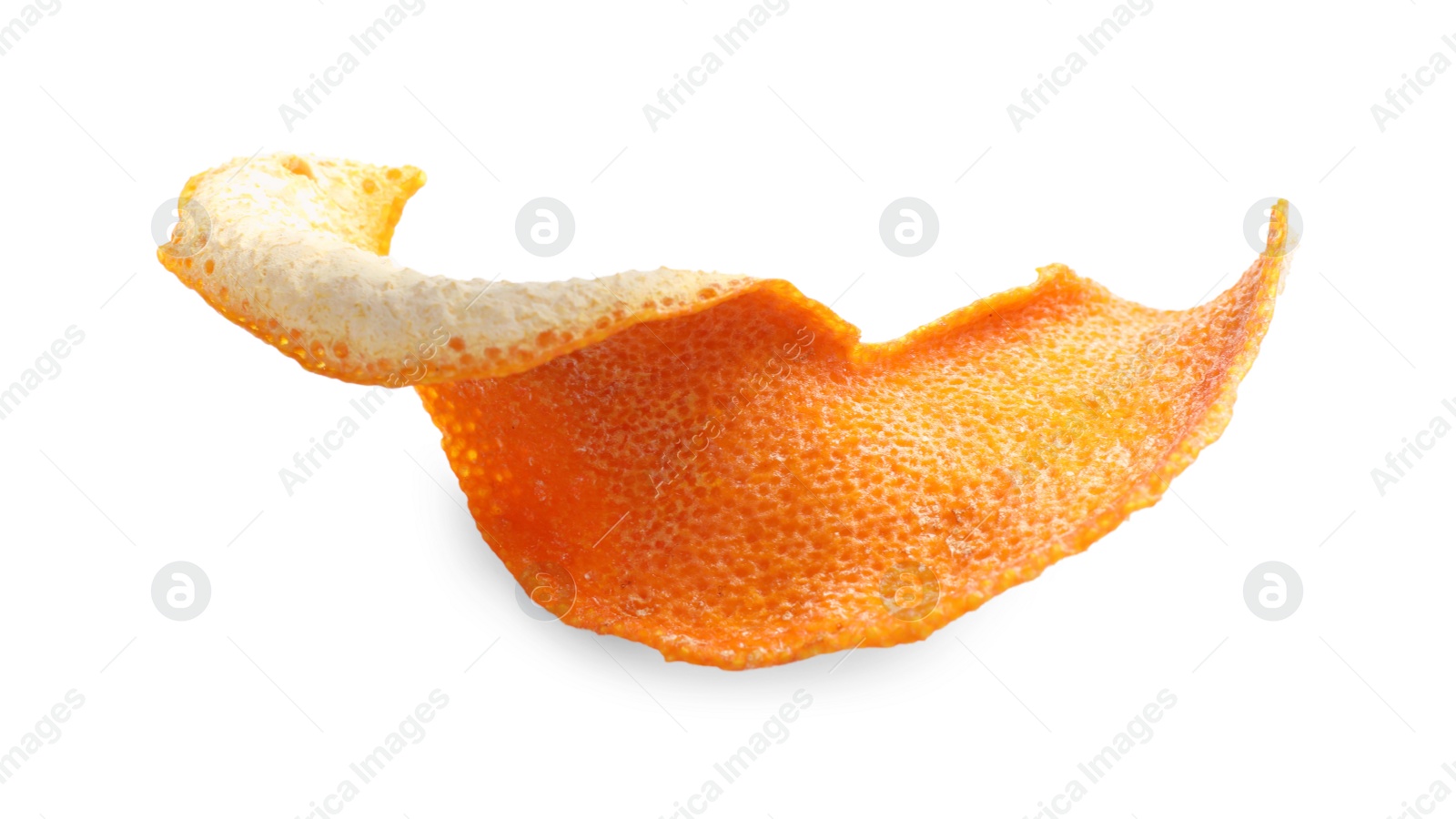Photo of Dry orange fruit peel isolated on white