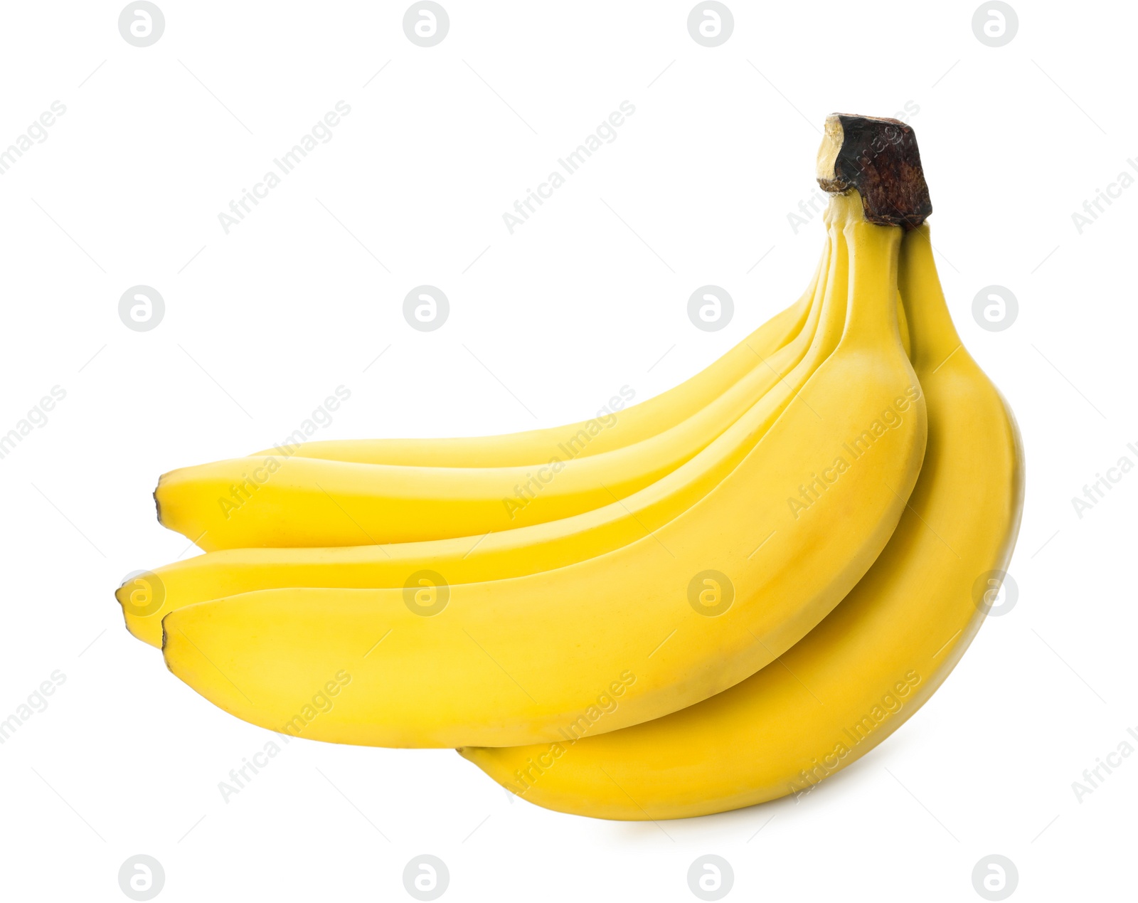 Photo of Bunch of ripe yellow bananas isolated on white