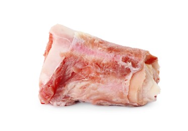 Raw chopped meaty bone isolated on white