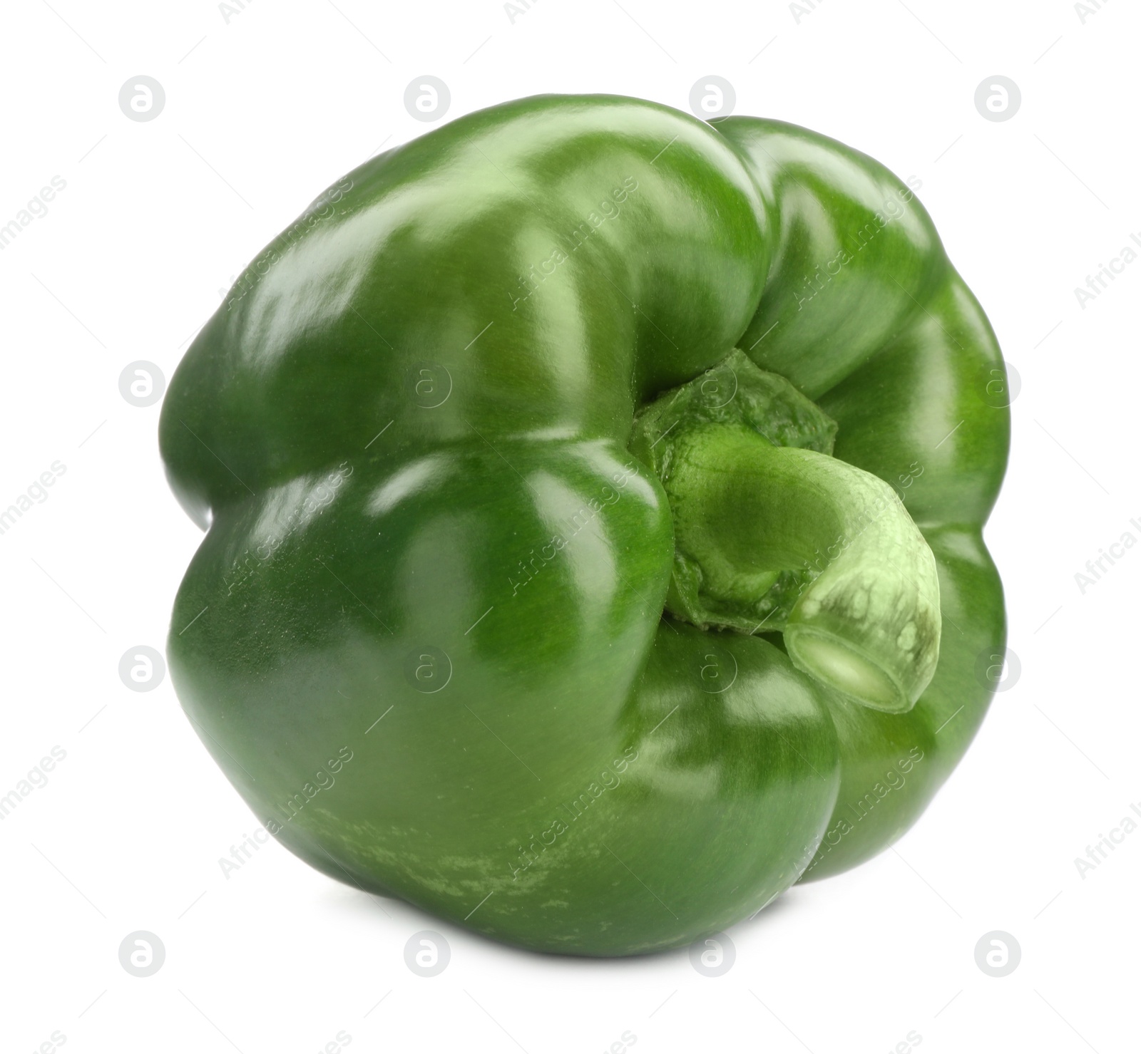 Photo of Ripe green bell pepper on white background