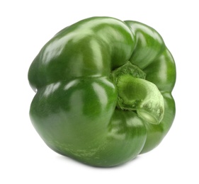 Ripe green bell pepper on white background