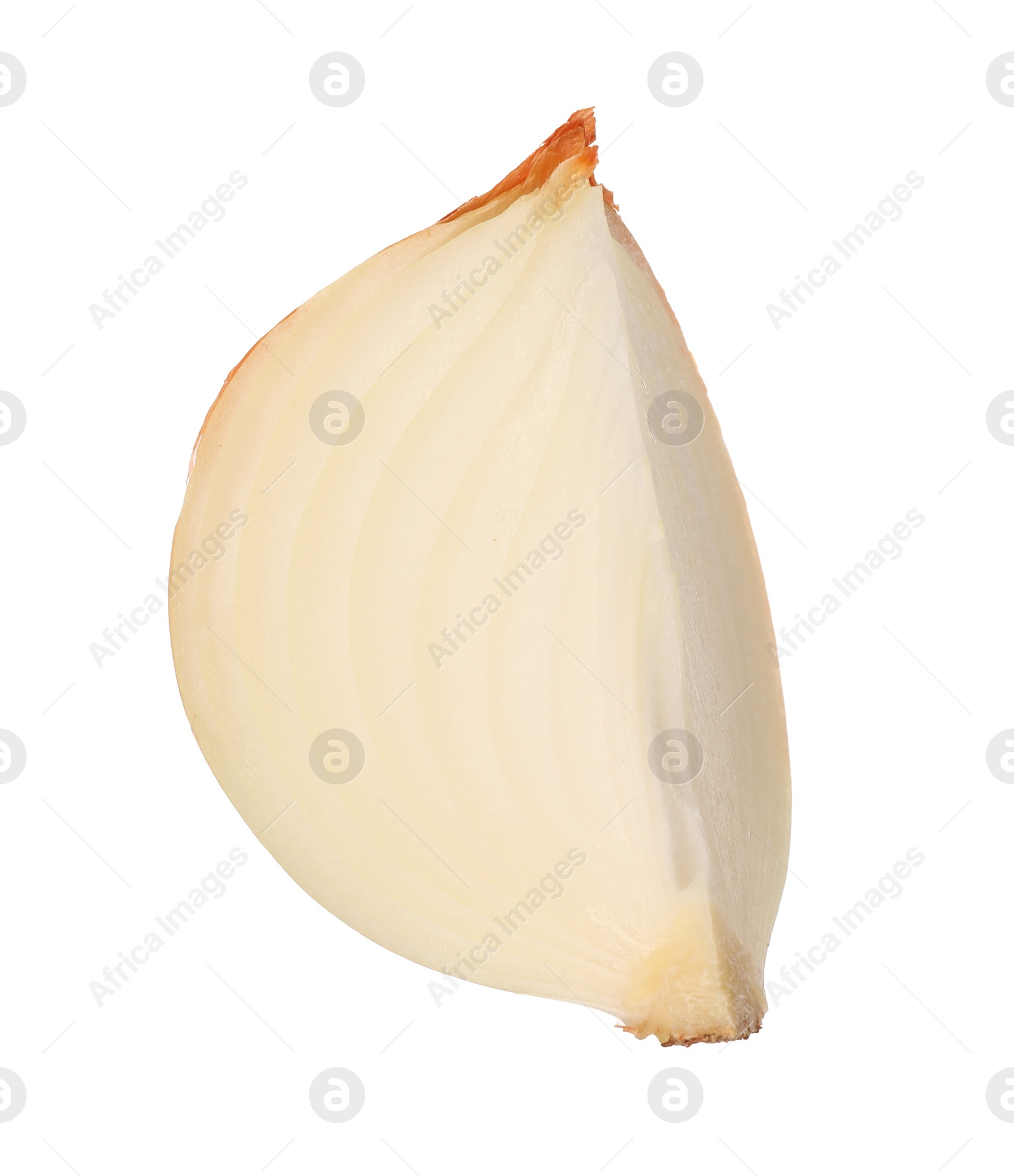 Photo of Cut fresh ripe onion isolated on white