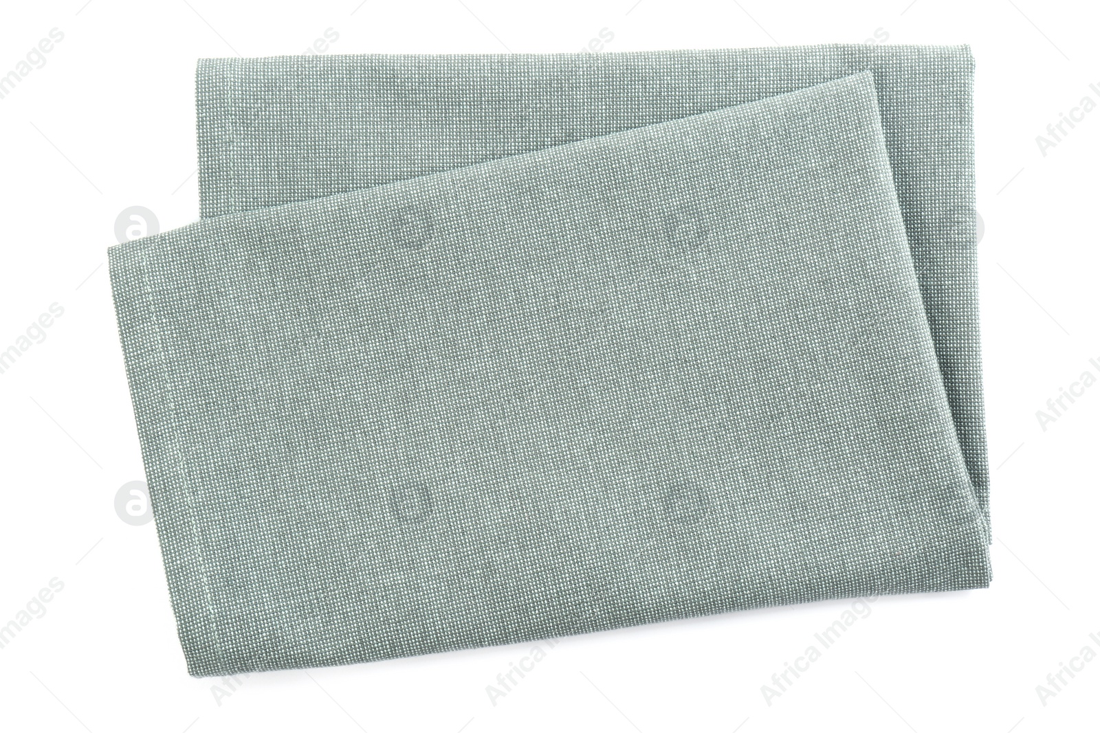 Photo of Light grey towel for kitchen isolated on white, top view