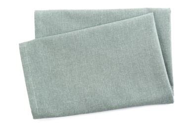 Light grey towel for kitchen isolated on white, top view