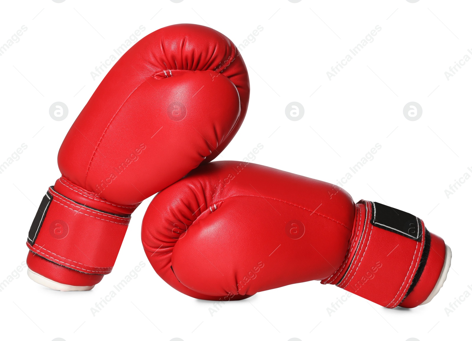 Photo of Pair of boxing gloves on white background