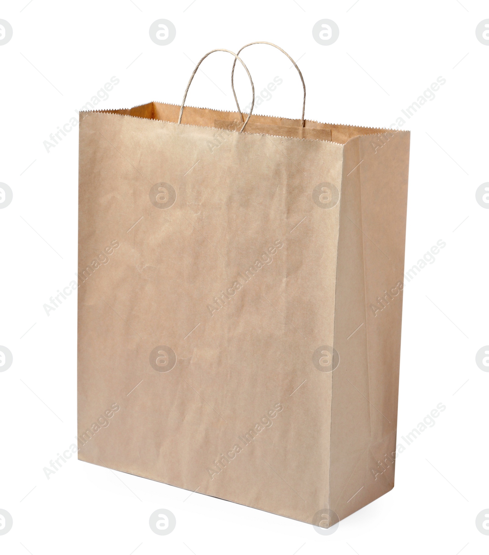 Photo of Kraft shopping paper bag isolated on white