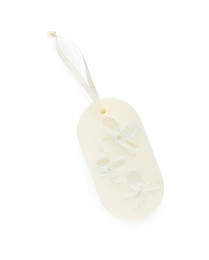 Beautiful scented sachet with flowers isolated on white