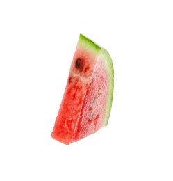 Photo of Slice of delicious ripe watermelon isolated on white