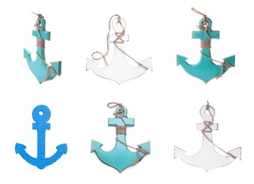 Image of Set with different anchors isolated on white