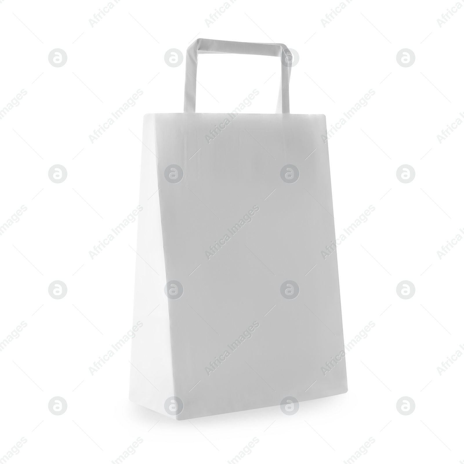 Photo of Blank paper bag on white background. Space for design