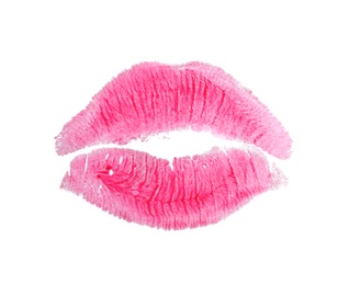 Photo of Lipstick kiss mark, isolated on white